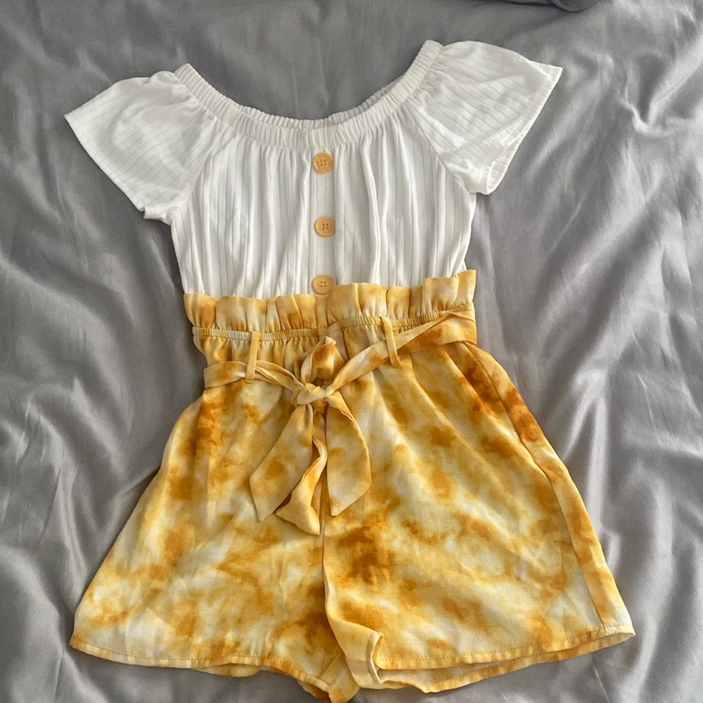 yellow and white kids romper